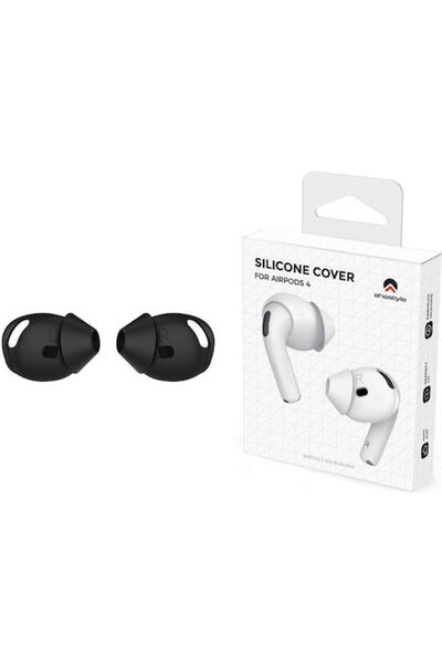 AhaStyle Apple AirPods 4 Pt66-4 Ανταλλακτικά Καλύμματα Σιλικόνης 1 Ζεύγος Μαύρα