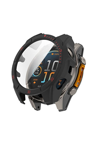 OEM Garmin Fenix 8 Solar 51mm Σκληρή Θήκη Προστατευτικό Οθόνης Μαύρο Κόκκινο