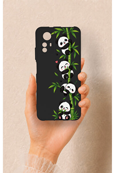 Vip Case Redmi Note 12S Uyumlu Sevimli Panda Bambu Desenli Silikon Kılıf