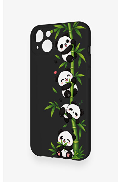 Vip Case iPhone 14 Plus/15 Plus Uyumlu Sevimli Panda Bambu Desenli Silikon Kılıf