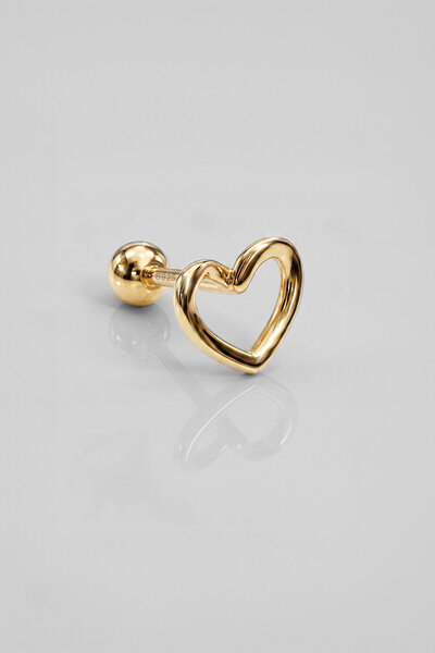 So CHIC... Minimal Kalp 18 Ayar Sarı Altın Kaplama Gümüş Tragus-Helix Piercing
