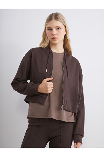 LC Waikiki Özmarka New Season Hooded Women's Zippered Sweatshirt