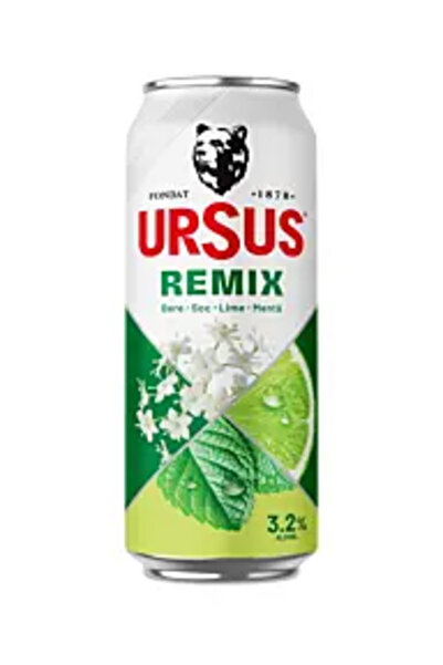 URSUS Bere cu flori de soc, mentă și lămâie 4 X 0.5 L Remix