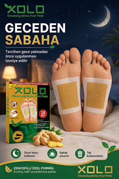 xolo Ayak Detoks Bandı 10 Adet Karanfil Zerdeçal Aromalı Gece Kullanımlı Deto...
