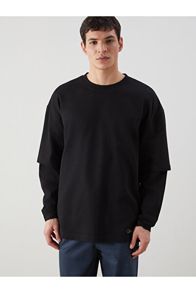 LC Waikiki Trendlucky Men's Sweatshirt with Oval Collar and Long Sleeves