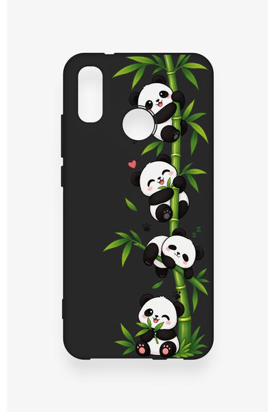 Vip Case Huawei P20 Lite Uyumlu Sevimli Panda Bambu Desenli Silikon Kılıf