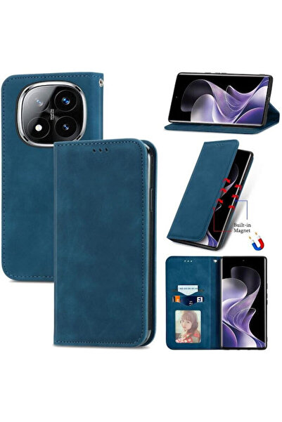 OEM Ρετρό Μαγνητική Θήκη Βιβλίου Μπλε (Redmi Note 14 Pro+)