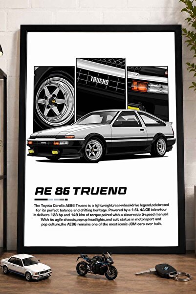 dudekohome Siyah-Beyaz Toyota AE86 Trueno / Initial D Style JDM İllüstrasyon ...