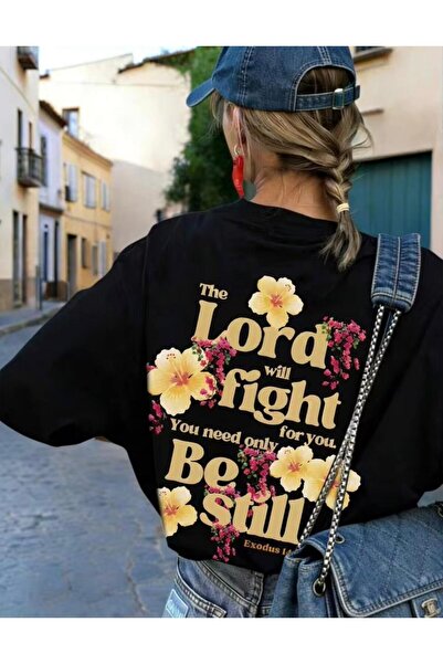 LELVANİ The Lord Will Fight for You You Only Need to Be Still Printed T-Shirt