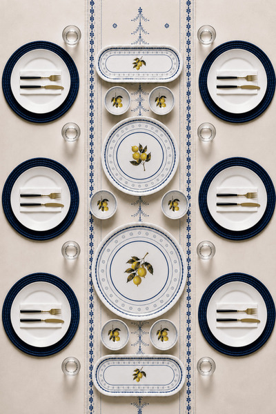 Sarkap Home 10 Parça Büyük Boy Kahvaltılık Seti Lemon Design Beyaz