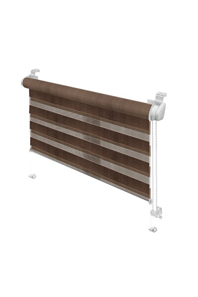 OEM Gardinia roller blind, Mini Zebra, Polyester, brown, day - night, materia...