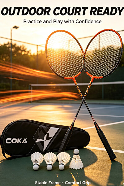 Generic COKA Badminton Racket Set, 2 Lightweight Badminton Racquets with 3 Sh...