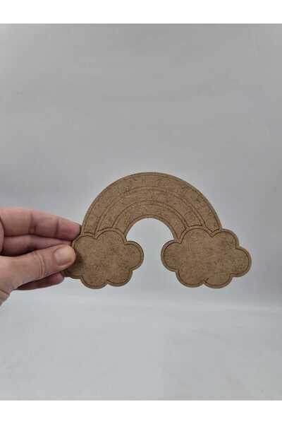 Mu Art Ahşap Okul Temalı Ahşap Boyama Gökkuşağı Figürü 15 cm- Ham MDF 3 mm La...