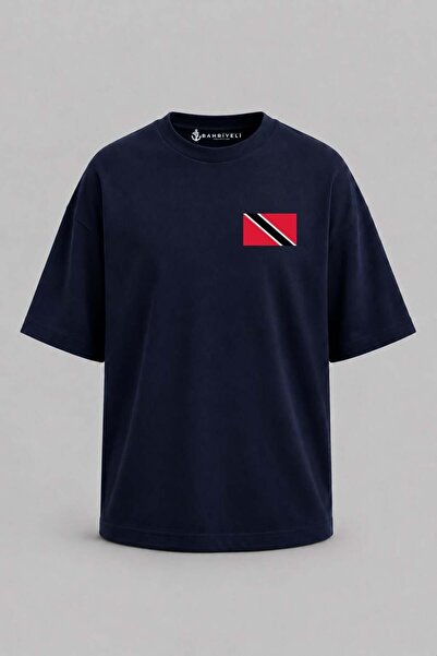 Bahriyeli Collection Υπερμεγέθη μπλουζάκι Unisex με στάμπα στην τσέπη με τη σ...