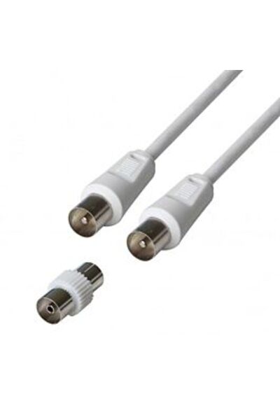 Poss Cablu TV PSANT 08, adaptor coaxial M/M + F/F, 1,5 m, Alb
