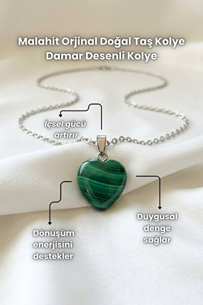Elifsu Jewelry Malahit Original Natural Stone Vein Patterned Necklace