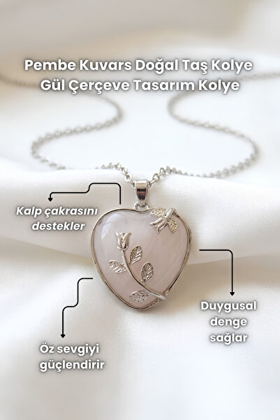 Elifsu Jewelry قلادة من الكوارتز الوردي، قلادة من الكوارتز الكريستالي الطبيعي...
