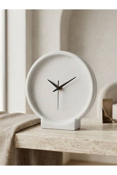 KAVELD Solo Series Minimalist Dekoratif Masa Saati – Mermer Döküm, Rakam Sız ...