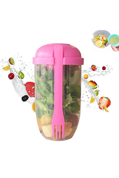 Noonedibs Cutie Salată Portabilă 1000ml cu Furculiță și Compartiment Sos, Set...