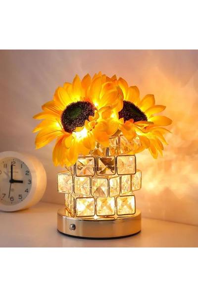 OEM Lampă de masă cu vază de cristal, cu control tactil, 3 culori de lumină, ...