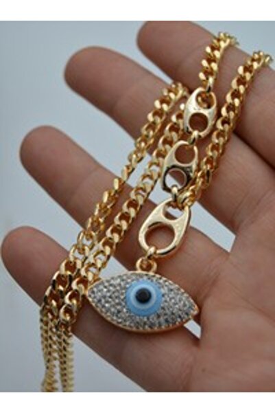 Stoneage Special Design Evil Eye Beaded Necklace - Gold Color -