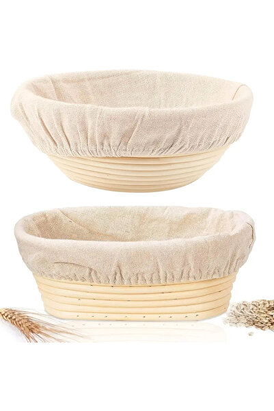 Generic Brand Set 2 coșuri dospire pâine, rotund 9 inch și oval 10 inch, ratan