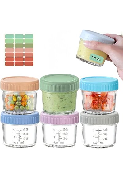 GENERAL 6 PCS Glass Food Storage Containers with Sticker - 4.2 oz (120ml) Fre...