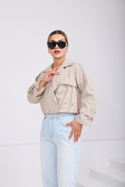SahraAfra Jachetă scurtă cu design plisat pentru femei