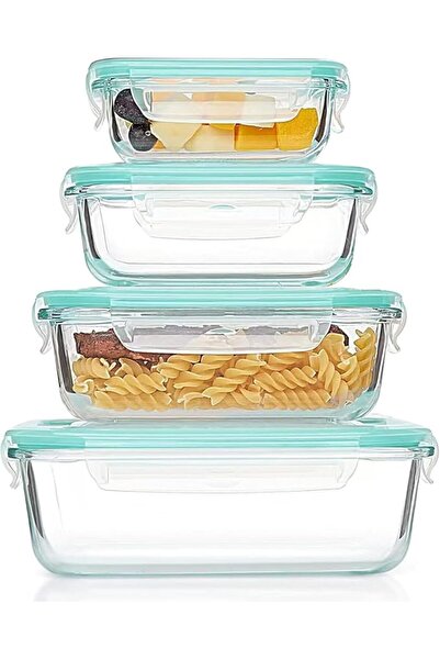 TIKHOME Glass Storage Containers with Lids,TIKHOME 4Pcs Glass Meal Prep Conta...
