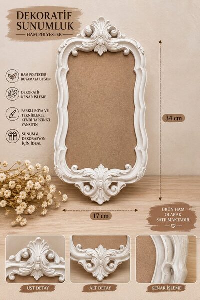 Eymen Hobi 34X17 cm Decorative Raw Polyester Presentation Tray