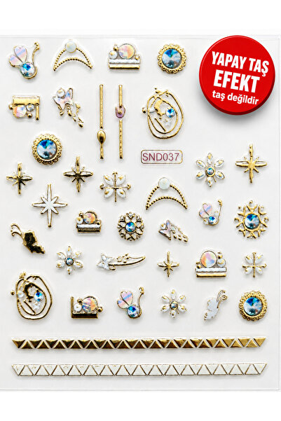 Sibelon 3D Kabartmalı Nail Art Sticker Tırnak Süsleme Stickeri Taş Görünümlü ...