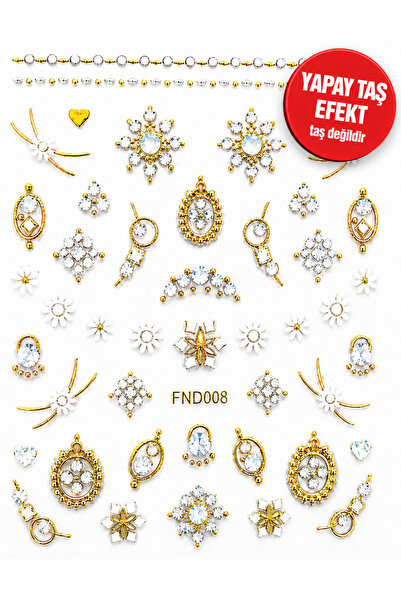 Sibelon 3D Kabartmalı Nail Art Sticker Tırnak Süsleme Stickeri Taş Görünümlü ...