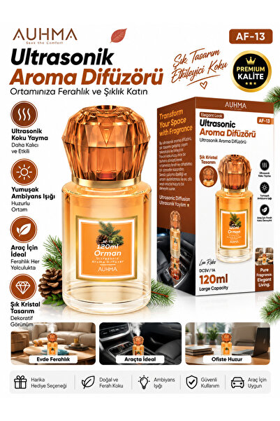 VEROXA Auhma Af-13 Ultrasonik Aroma Difüzörü – 120 Ml, 200 Mah, Kristal Tasar...