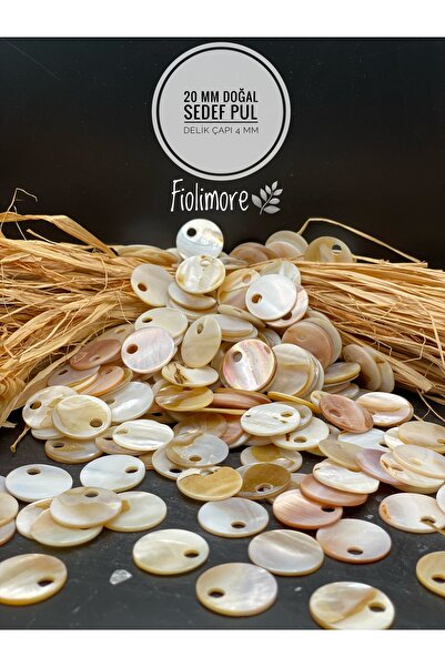 Fiolimore 20 mm Fulgi de sidef natural Culoare perlat-șampanie (25 grame 20 b...