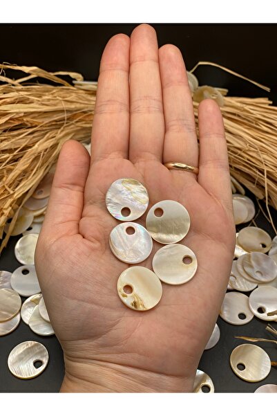 Fiolimore 20 mm Natural Mother-Of-Pearl Flake Pearl-Champagne Color (25 Grams 20 Pieces) Hole Diameter 4 mm