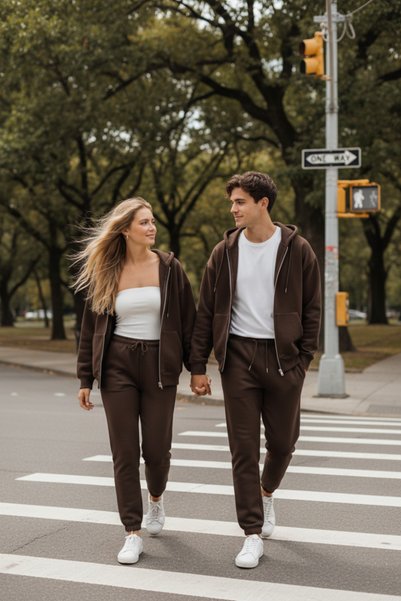 Runades Unisex 3 İplik Couple/Çift Fermuarlı Kapüşonlu Hırka ve Eşofman Takım...