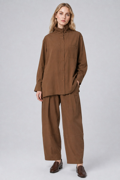 ABBRA Set cămașă și pantaloni pentru femei cu talie elastică