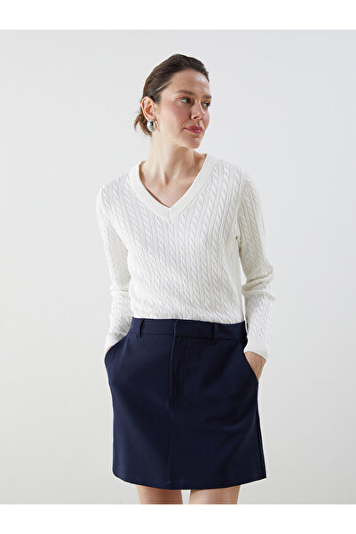 LC Waikiki Alita city women's v-neck knit sweater with unique self-pattern – ...