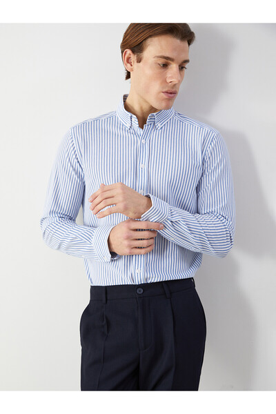 LC Waikiki Alita City Slim Fit Long Sleeve Striped Men's Shirt with a Difference