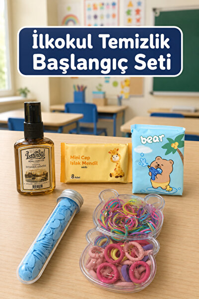 Kids Like İlkokul Temizlik Başlangıç Seti – Kolonya, Islak Mendil, Cep Mendil...