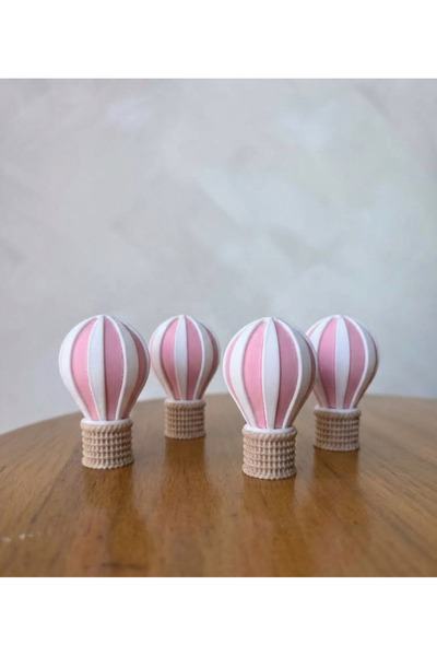 Plywoody Toys and More Balon Temalı Bej Beyaz Pembe Dolap Çekmece Kulp 4'lü Set