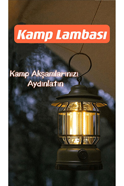 SHUFA Nostaljik Işığı Ayarlanabilir Usb Şarjlı Ledli Kamp Lambası (Yeşil)
