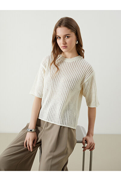 LC Waikiki Trendlucky women's openwork knit sweater with oval neck - the tren...