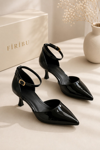 Firibu Kadın Sivri Burun İnce Topuklu Stiletto Bilekten Tokalı Şık Abiye Düğü...