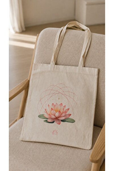 Bilgelik Mayası Lotus Desen Bez Çanta 35*40 CM