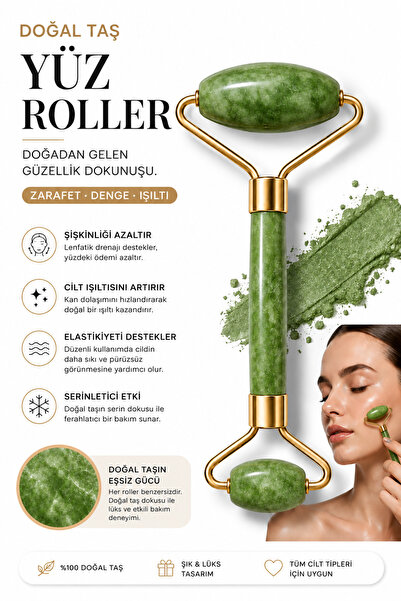 Mas'dala EGAR Doğal Taş Yeşim Yüz Masaj Aleti Cilt Bakım Roller Masaj Rolleri
