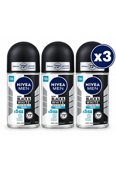 NIVEA 3x Black&White Invisible Roll-On 50 ml