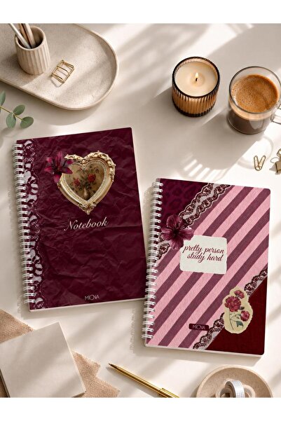 Miona A5 Spiralli Okul Defteri 60 Yaprak(120 Sayfa) 2 li Set 2 Adet Kareli De...