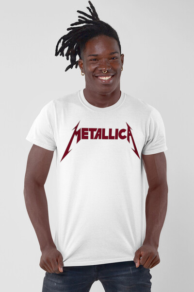 ROCKANDROLL Tricou alb cu mânecă scurtă cu logo Metallica pentru bărbați