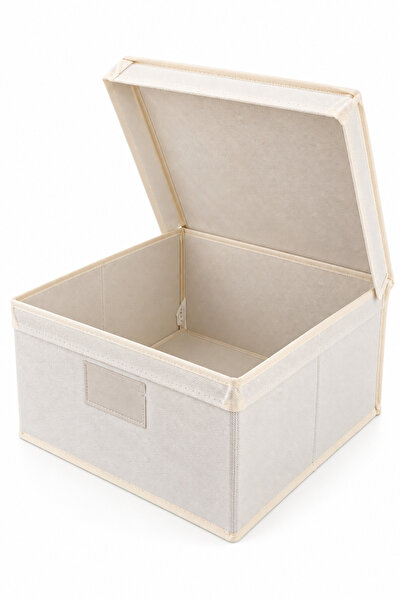 Binbirreyon Katlanabilir Kapaklı Saklama Kutusu Kumaş Etikerli Sert Gövdeli 30x30x16cm DD157